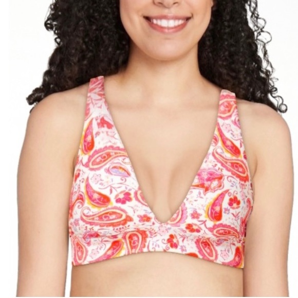 Time and Tru Women's Classic Plunge Swim Bikini Top Size S (4-6) Paisley print - Picture 1 of 10